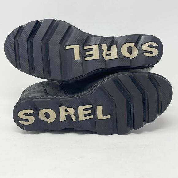 Sorel Joan of Arctic Black Leather Round Toe Mid Wedge Side Zip Boots NL3364-010 - Picture 9 of 9